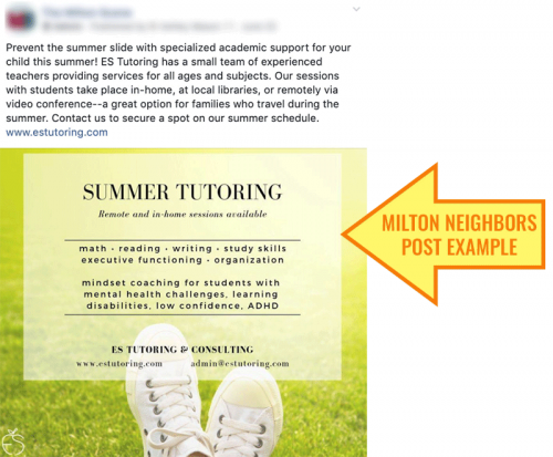 milton neighbors post example