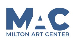 Logo of Milton Art Center featuring the large initials "MAC" in a bold blue font. The letter "A" is stylized with an inverted triangle cutout. Below, "MILTON ART CENTER" is written in smaller blue text. Exciting news: Milton Neighbors' Choice Award winners announced for 2024!