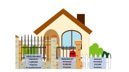 Illustration of a house with three signs: "Elderly Homestead Declaration $1,000,000 Protection Per Qualified Person," "Declaration of Homestead $1,000,000 Protection," and "Automatic Homestead $125,000 Protection," highlighted in Norfolk County's top real estate deals of Q2 2024: Luxury properties.