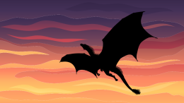 Silhouette of a dragon flying against a colorful sunset sky with wavy clouds, reminiscent of an epic October 10 gathering when the Adult Dungeons & Dragons campaign kicks off at the Milton Public Library.