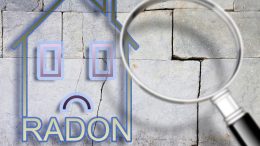 Illustration of a magnifying glass over cracked concrete with a house outline and sad face, highlighting concerns for Milton residents. The word "Radon" is written at the bottom, alerting viewers to high radon levels. Don't miss our free webinar on this critical issue.