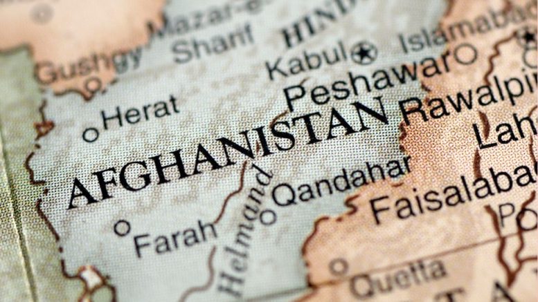 Close-up view of a 2025 map highlighting Afghanistan, with cities like Kabul, Herat, and Kandahar visible. The backdrop sets the stage for "The Journey of Sayd Matin Hussainy: Feb. 11," capturing parts of neighboring countries with intricate detail.